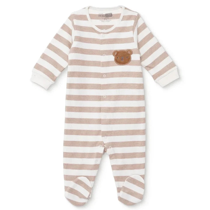 HelloBaby Boys Footed Sleepsuit Animal Print Zip Fastening Crew Neck Full Length Long Sleeve - Beige Beige - ebebek