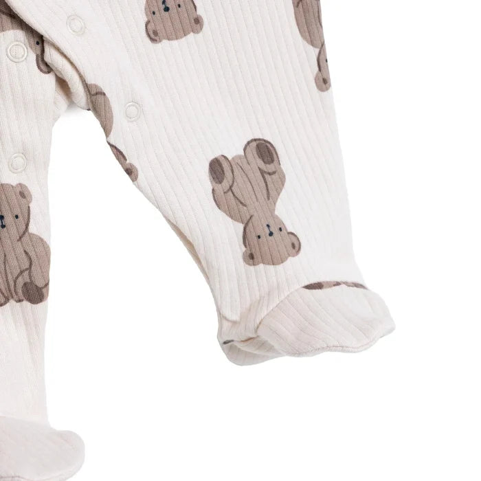 HelloBaby Boys Footed Sleepsuit Animal Print Zip Fastening Crew Neck Full Length Long Sleeve - Beige Beige - ebebek