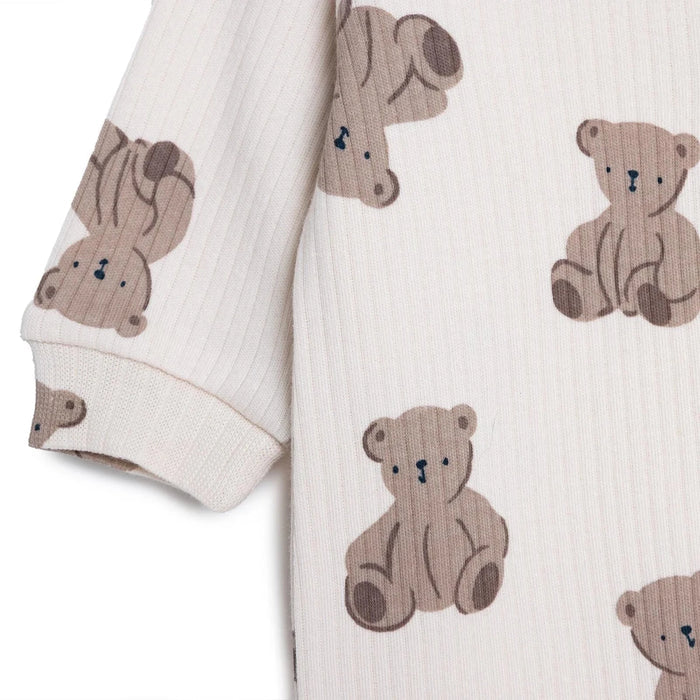HelloBaby Boys Footed Sleepsuit Animal Print Zip Fastening Crew Neck Full Length Long Sleeve - Beige Beige - ebebek