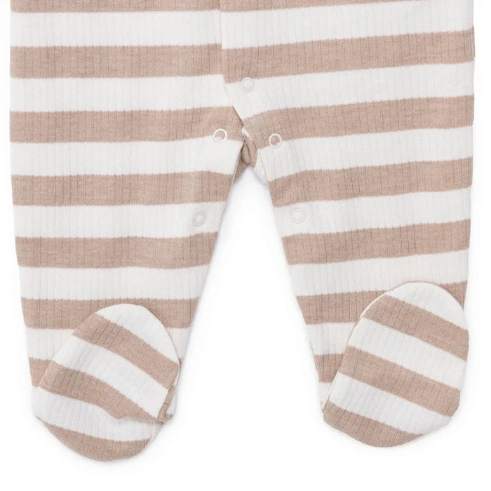 HelloBaby Boys Footed Sleepsuit Animal Print Zip Fastening Crew Neck Full Length Long Sleeve - Beige Beige - ebebek