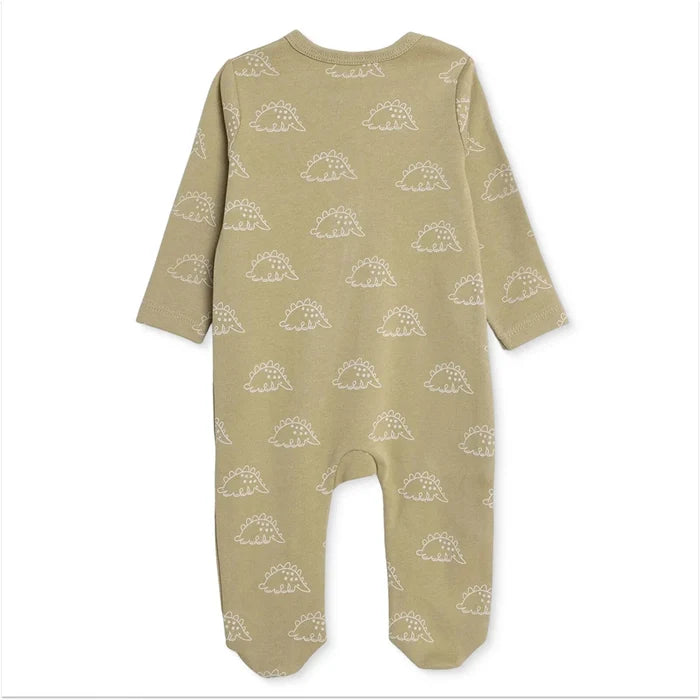 HelloBaby Boys Footed Sleepsuit Dinosaur Print Zip Fastening Crew Neck Full Length Long Sleeve - Green Green - ebebek