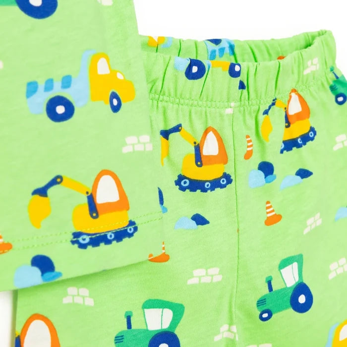 HelloBaby Boys Short Sleeve Pyjamas Set Vehicles Crew Neck Short Leg Short Sleeve - Petrol Green Petrol Green - ebebek