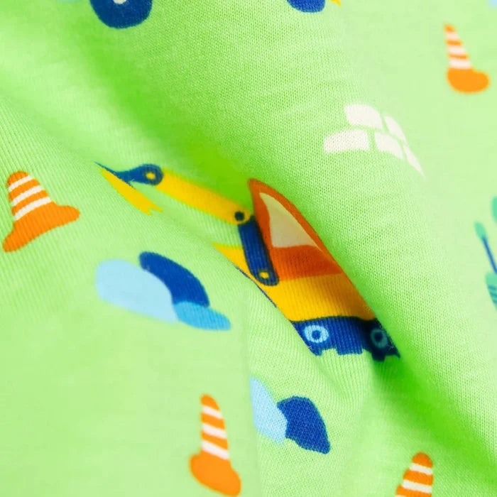 HelloBaby Boys Short Sleeve Pyjamas Set Vehicles Crew Neck Short Leg Short Sleeve - Petrol Green Petrol Green - ebebek