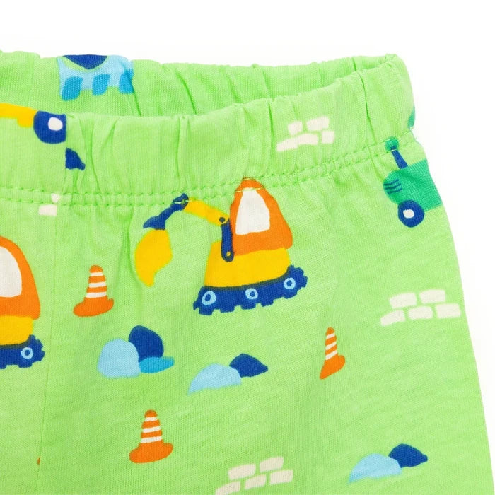 HelloBaby Boys Short Sleeve Pyjamas Set Vehicles Crew Neck Short Leg Short Sleeve - Petrol Green Petrol Green - ebebek