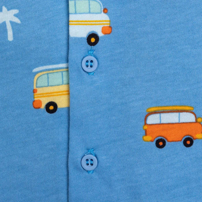HelloBaby Boys Short Sleeve Pyjamas Set Vehicles with Buttons Peter - Pan Collar Short Leg Short Sleev - Blue Blue - ebebek