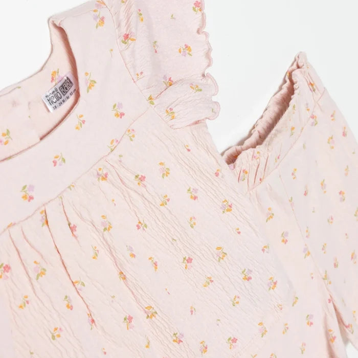 HelloBaby Girls Blouse & Shorts Set Pastel Dreams Crew Neck Full Length Short Sleeve - Pink Printed Pink Printed - ebebek