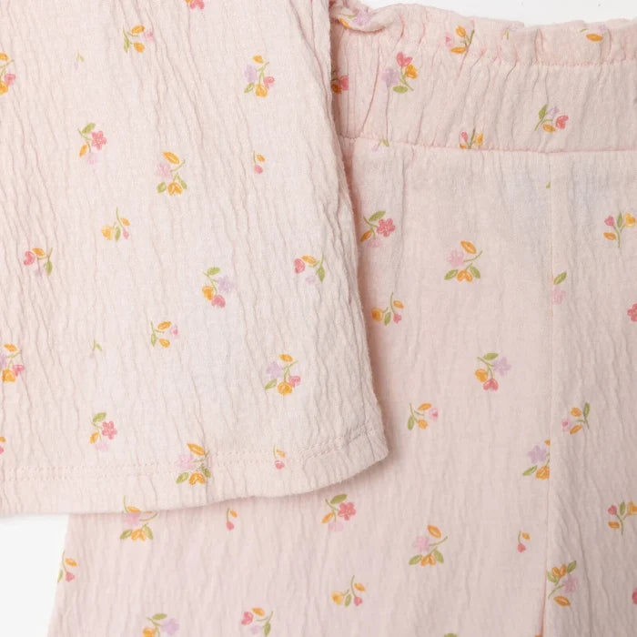 HelloBaby Girls Blouse & Shorts Set Pastel Dreams Crew Neck Full Length Short Sleeve - Pink Printed Pink Printed - ebebek