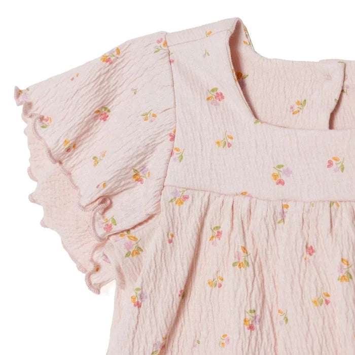 HelloBaby Girls Blouse & Shorts Set Pastel Dreams Crew Neck Full Length Short Sleeve - Pink Printed Pink Printed - ebebek