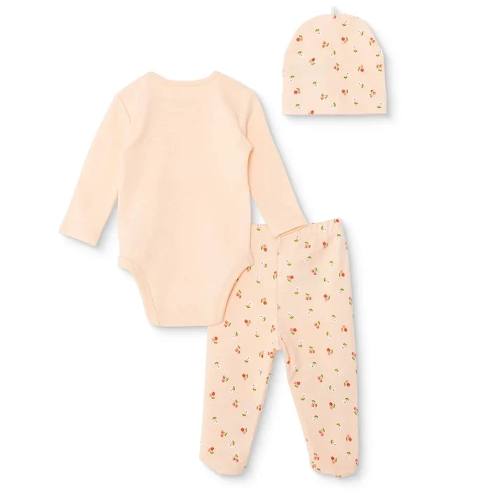HelloBaby Girls Body - Footed Bottom - Hat Cherry with Poppers Crew Neck Long Leg Long Sleeve - Light Pink Light Pink - ebebek