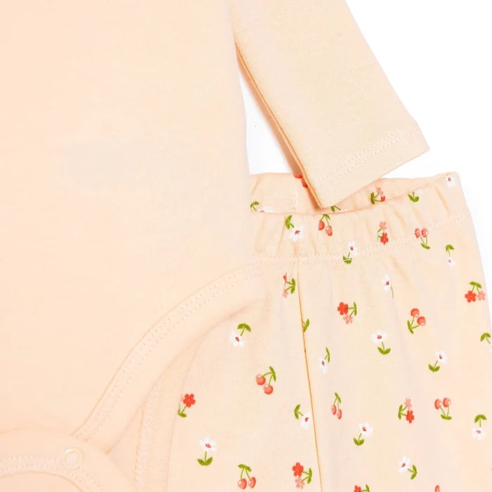 HelloBaby Girls Body - Footed Bottom - Hat Cherry with Poppers Crew Neck Long Leg Long Sleeve - Light Pink Light Pink - ebebek