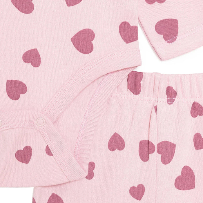 HelloBaby Girls Body - Footed Bottom - Hat Heart Crew Neck Long Leg Long Sleeve - Pink Pink - ebebek