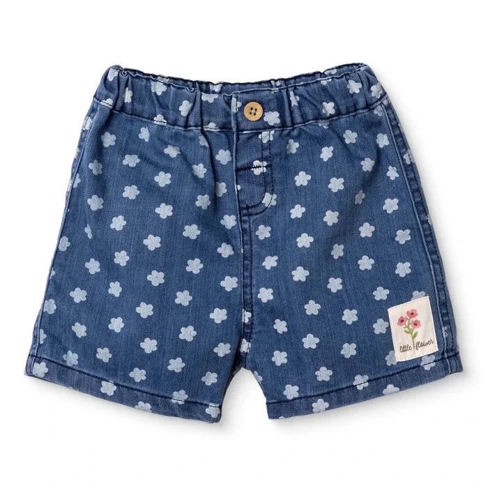 HelloBaby Girls Denim Shorts Pastel Dreams Short Length - Indigo Printed Indigo Printed - ebebek