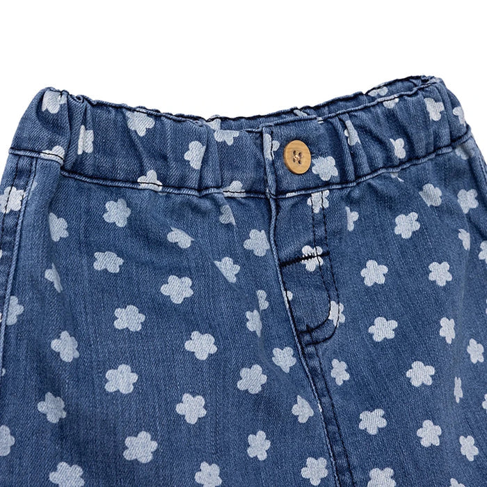 HelloBaby Girls Denim Shorts Pastel Dreams Short Length - Indigo Printed Indigo Printed - ebebek