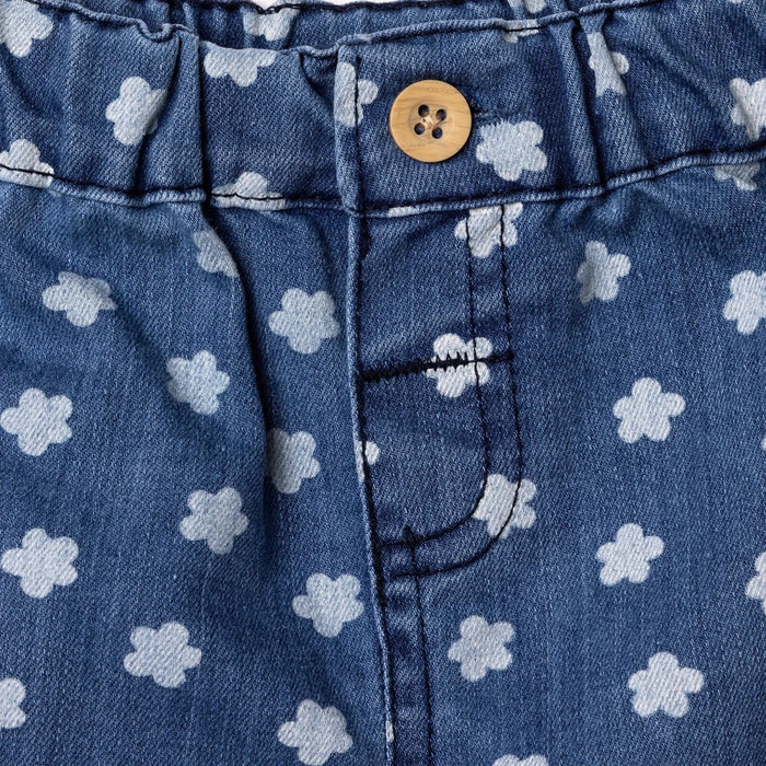 HelloBaby Girls Denim Shorts Pastel Dreams Short Length - Indigo Printed Indigo Printed - ebebek