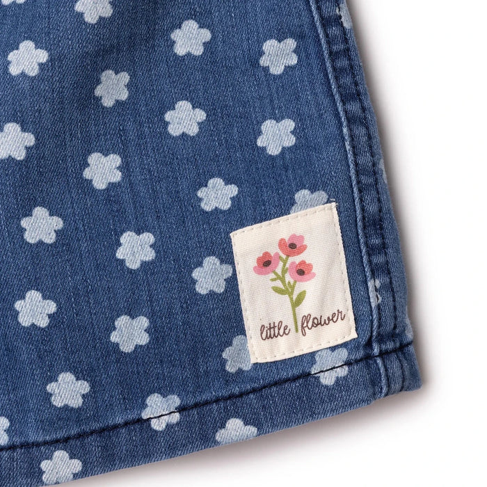 HelloBaby Girls Denim Shorts Pastel Dreams Short Length - Indigo Printed Indigo Printed - ebebek