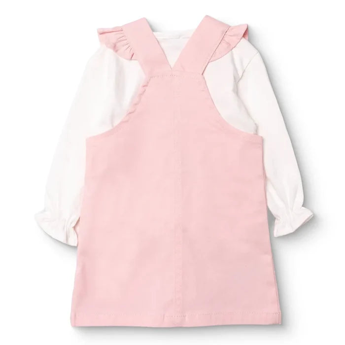 HelloBaby Girls Dungarees & T-shirt Polka Dot Print Buttoned Pastel Dreams Crew Neck Long Sleeve - Pink Pink - ebebek