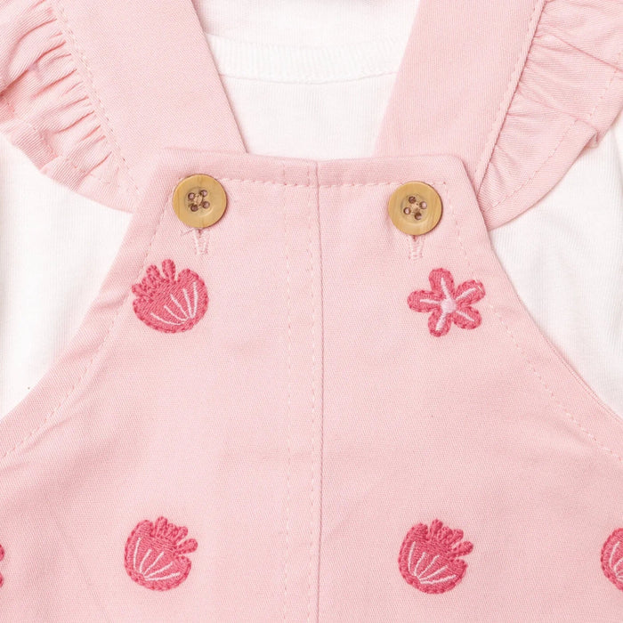 HelloBaby Girls Dungarees & T-shirt Polka Dot Print Buttoned Pastel Dreams Crew Neck Long Sleeve - Pink Pink - ebebek