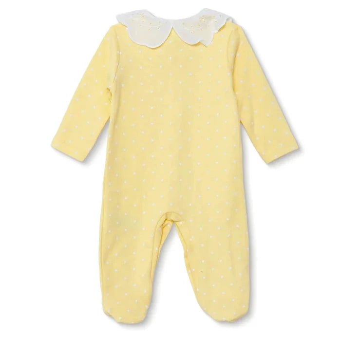 HelloBaby Girls Footed Sleepsuit Polka Dot Print Snap Fastening Lace Collar Full Length Long Sleeve - Yellow Yellow - ebebek