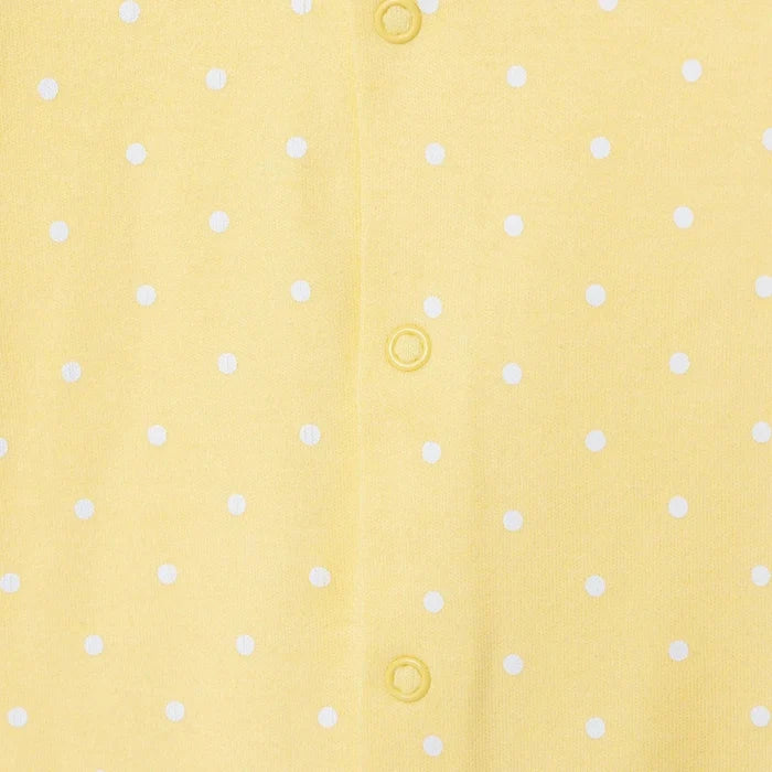 HelloBaby Girls Footed Sleepsuit Polka Dot Print Snap Fastening Lace Collar Full Length Long Sleeve - Yellow Yellow - ebebek