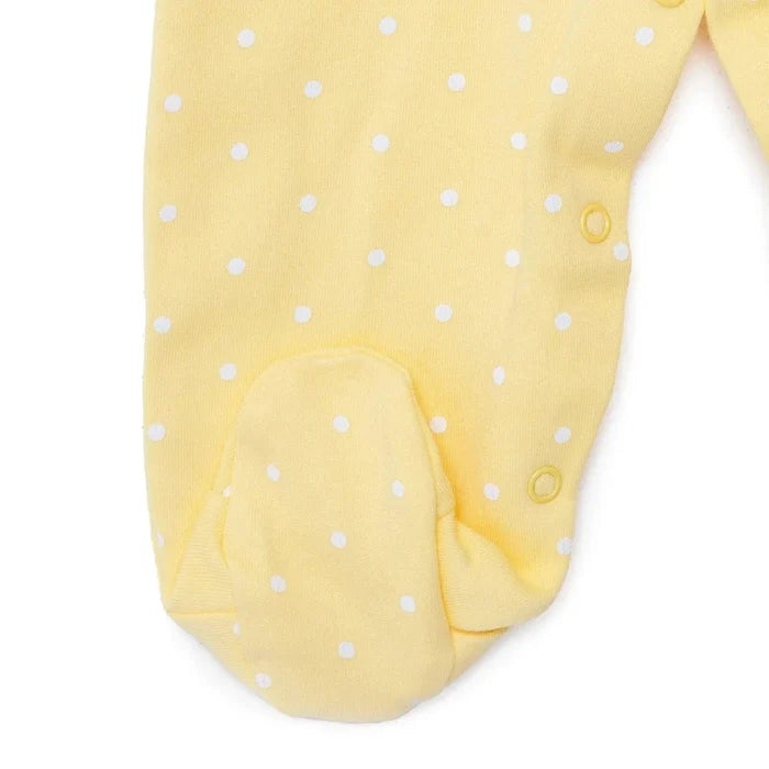 HelloBaby Girls Footed Sleepsuit Polka Dot Print Snap Fastening Lace Collar Full Length Long Sleeve - Yellow Yellow - ebebek