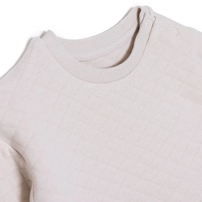 HelloBaby Unisex Sweatshirt - Bottom with Poppers Crew Neck Long Leg Long Sleeve - Beige Beige - ebebek
