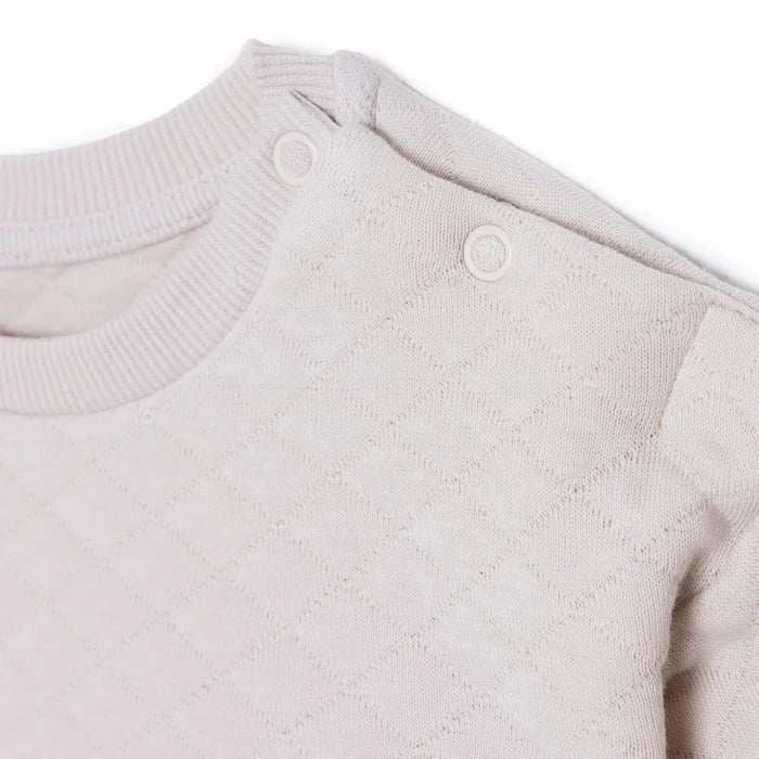 HelloBaby Unisex Sweatshirt - Bottom with Poppers Crew Neck Long Leg Long Sleeve - Beige Beige - ebebek
