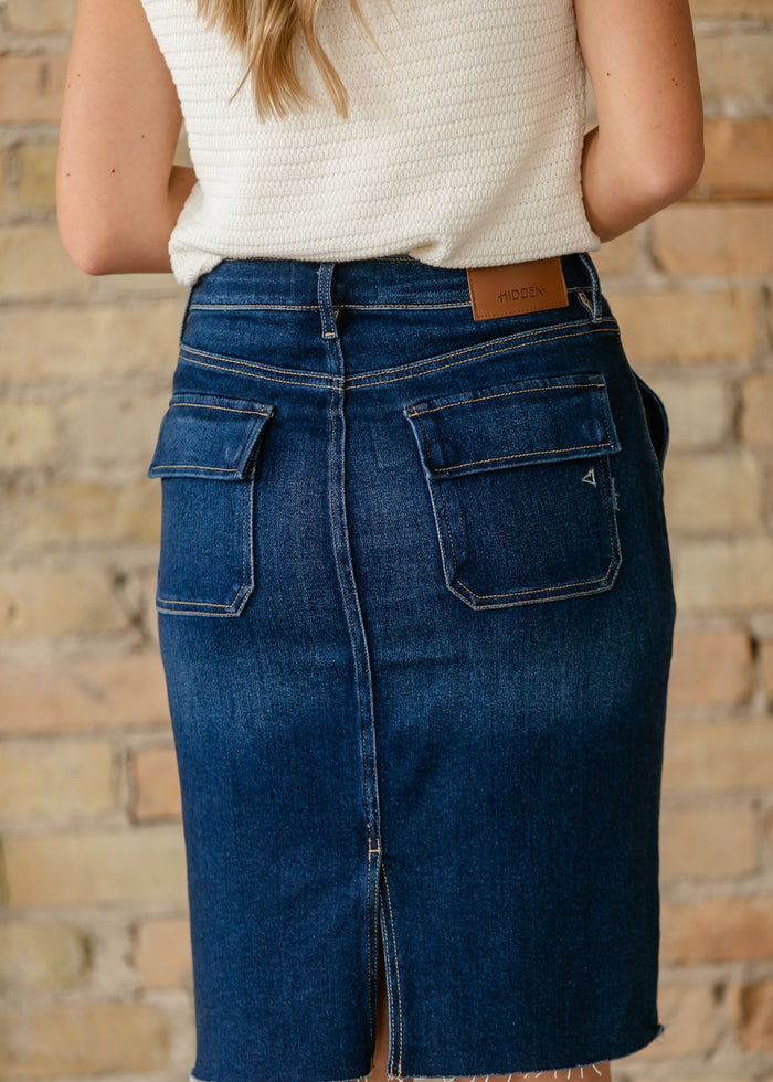 High Waist Denim Midi Skirt FF Skirts