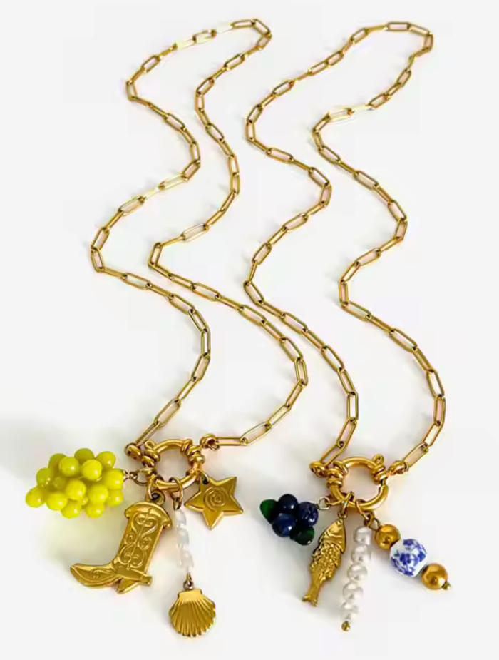 HoopLa - Charm Collector Paperclip Spring Clasp Necklace steel