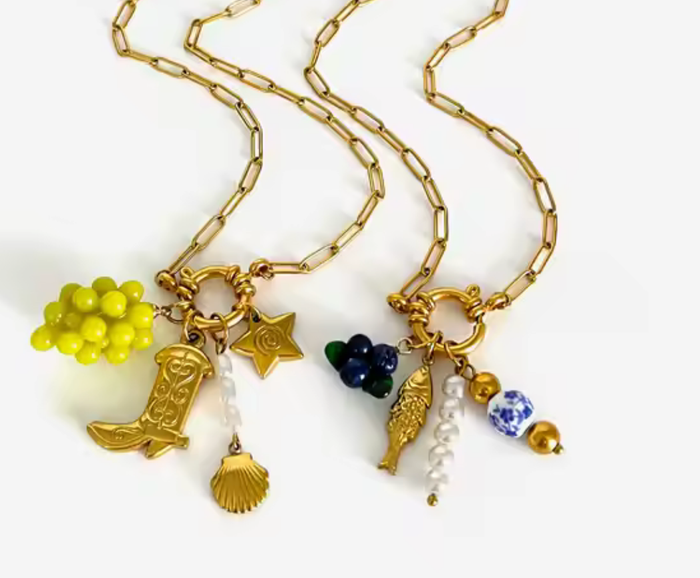 HoopLa - Charm Collector Paperclip Spring Clasp Necklace steel
