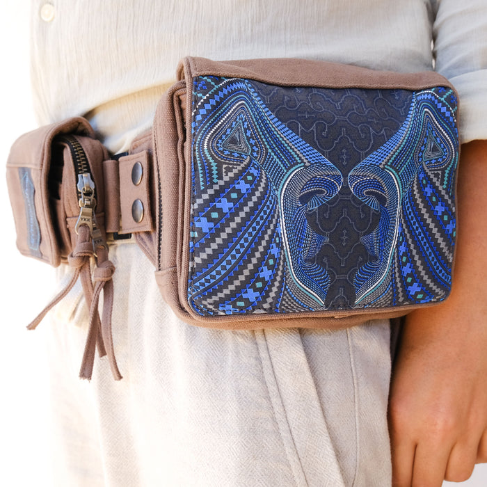 Icaruna Belt Bag - Shipibo icaro patterns with two face profiles in mirror symmetry by Symbolika