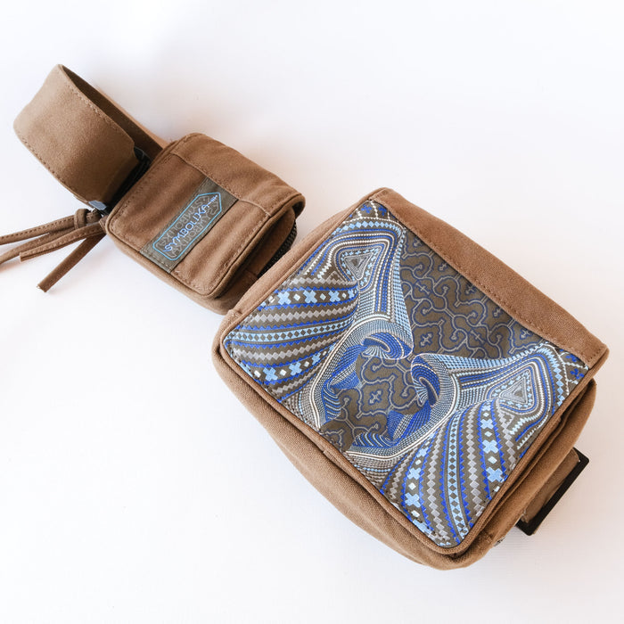 Icaruna Belt Bag — Shipibo Icaro Patterns Psychedelic Art Print on Black T-Shirt by Symbolika