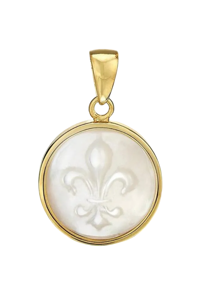 Asha Icon Charm in mother of pearl with fleur-de-lis cameo
