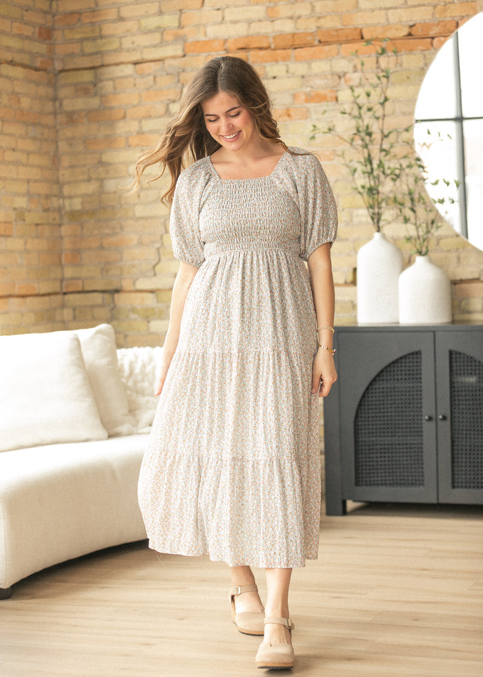 Indy Honeybloom Floral Smocked Midi Dress FF Dresses