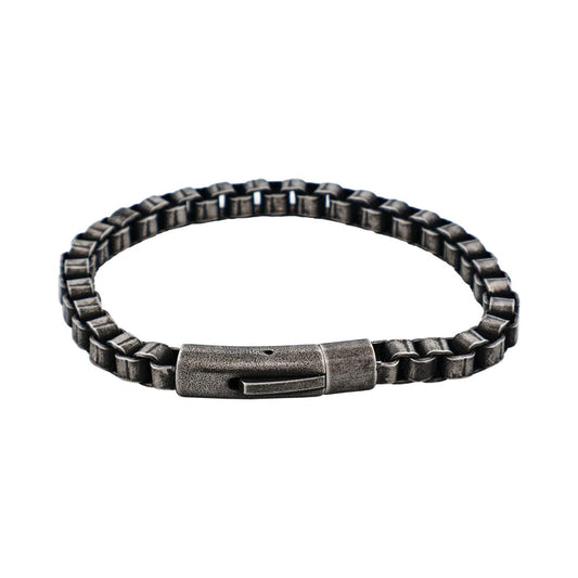Ion Plated Antique Gun Metal Box Link Chain Bracelet