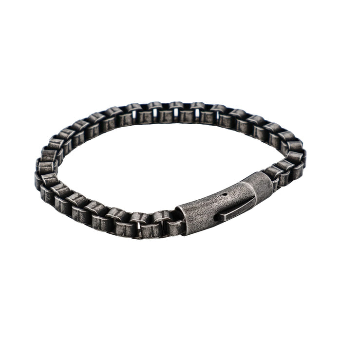 Ion Plated Antique Gun Metal Box Link Chain Bracelet