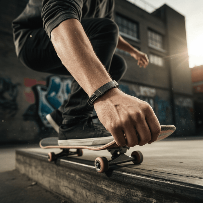 Ion Plated Antique Gun Metal Stainless Steel & Black Leather Bracelet