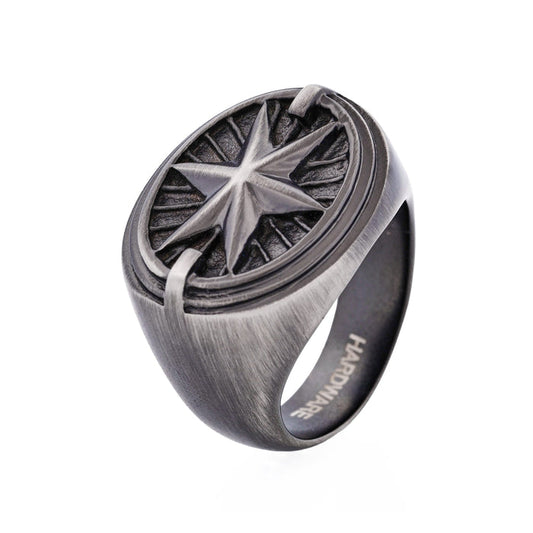 Ion Plated Antique Gunmetal Stainless Steel Ring