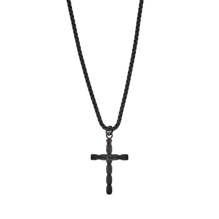 Ion Plated Black Stainless Steel Cross & Chain