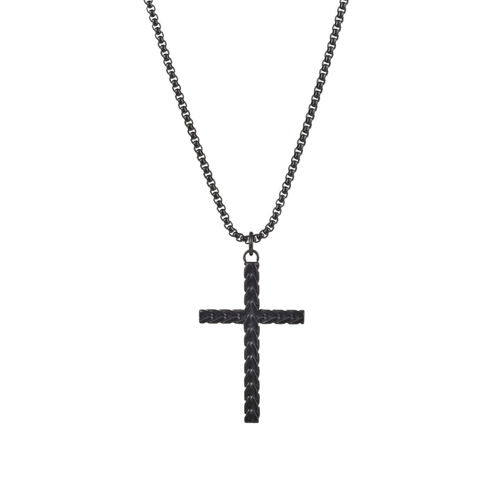 Ion Plated Black Stainless Steel Cross & Chain