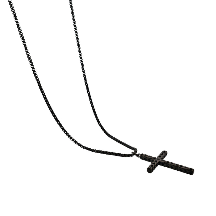 Ion Plated Black Stainless Steel Cross & Chain