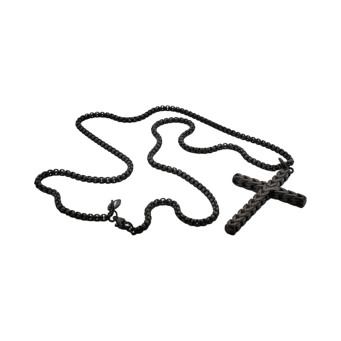 Ion Plated Black Stainless Steel Cross & Chain