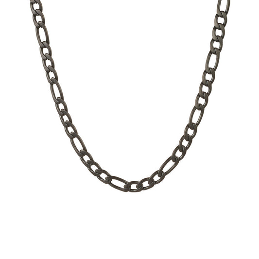 Ion Plated Black Stainless Steel Figaro Neck Chain - 61cm