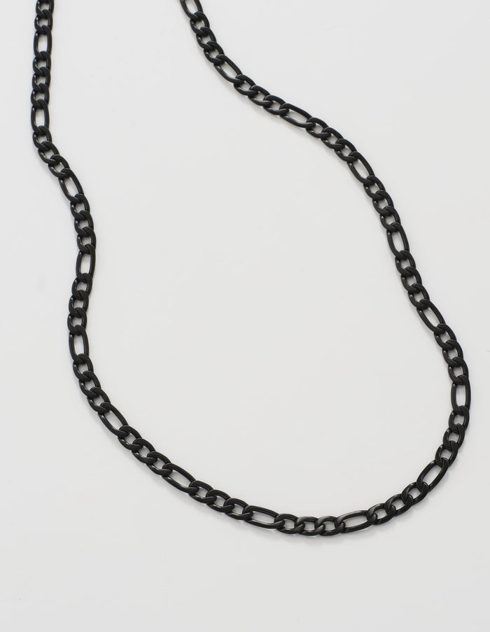Ion Plated Black Stainless Steel Figaro Neck Chain - 61cm