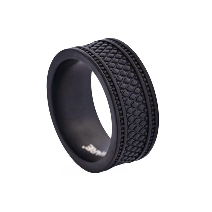Ion Plated Black Stainless Steel pattern Ring