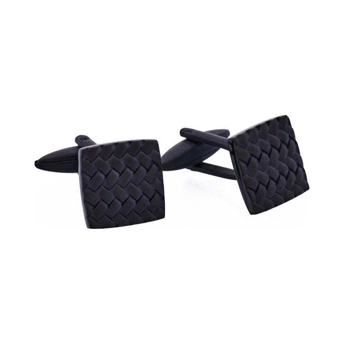 Ion Plated Black Stainless Steel Tyre Pattern Cufflinks