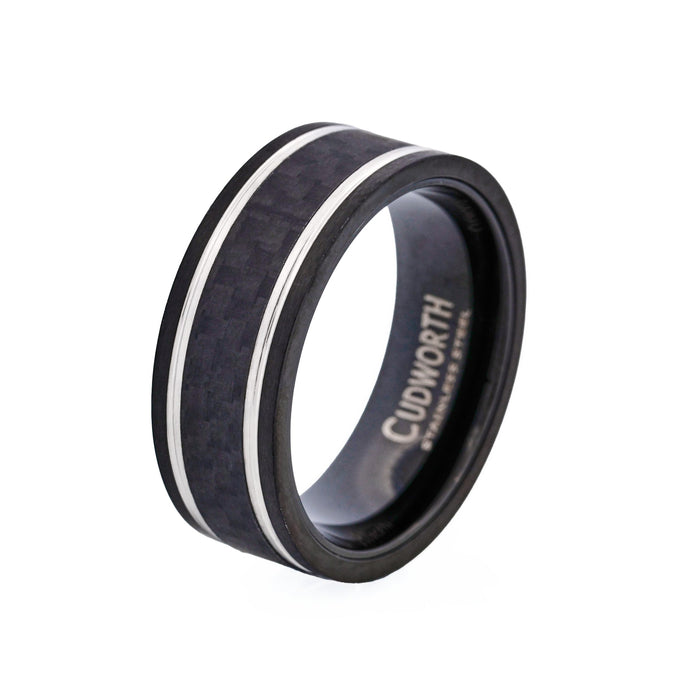 Ion Plated Black Stainless Steel with Carbon Fibre Inlay Ring
