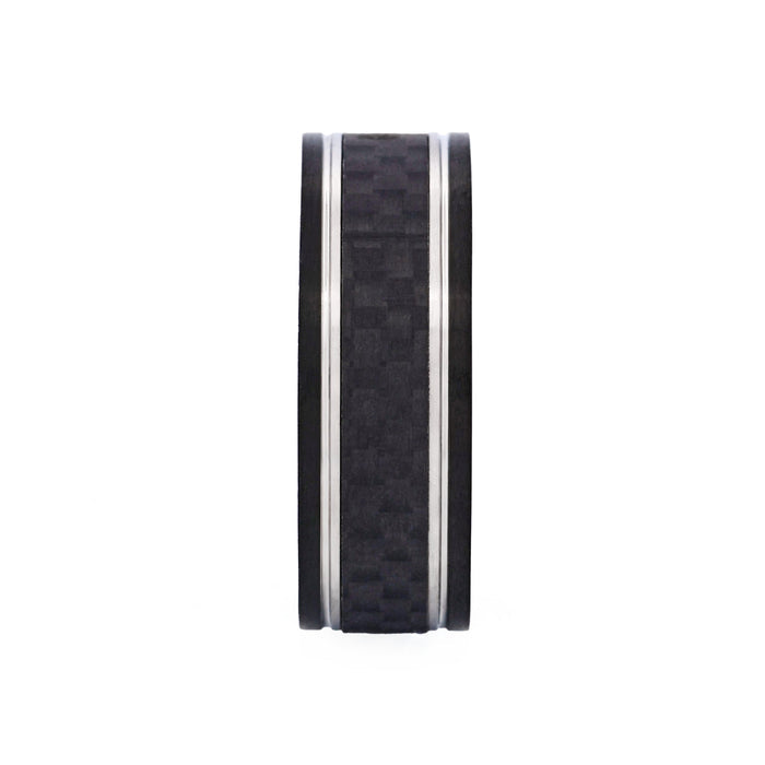 Ion Plated Black Stainless Steel with Carbon Fibre Inlay Ring