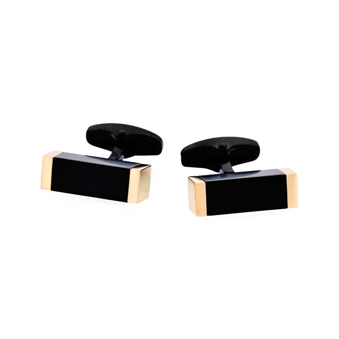 Ion Plated Gold Black Steel Cufflinks