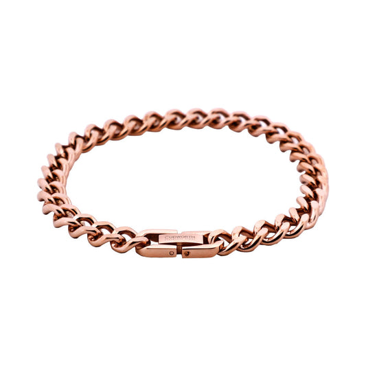 Ion Plated Rose Gold Stainless Steel Classic Curb-Link Chain Bracelet