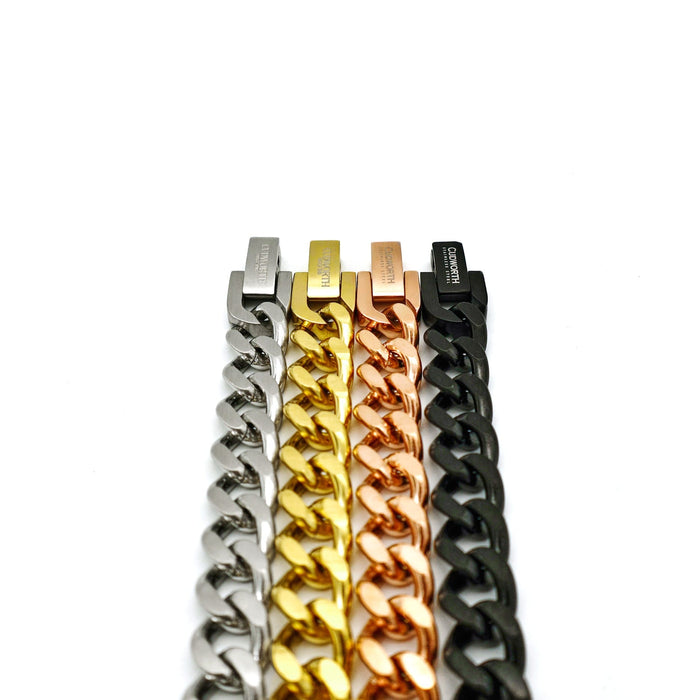 Ion Plated Rose Gold Stainless Steel Classic Curb-Link Chain Bracelet